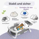 COOSEYA Faltbare Baby-Badewanne 0-18 Monate mit Polster – Sichere Babywanne Grau – Bild 5
