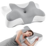 DONAMA Memory Foam Nackenkissen Ergonomisch – Doppelhöhe mit Armauflage für alle Schlafpositionen