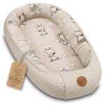 Totsy Baby Kuschelnest 90x50 cm – tragbares Babynest aus Baumwolle & Minky für Neugeborene