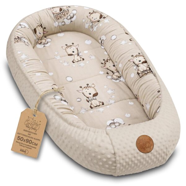 Totsy Baby Kuschelnest 90x50 cm – tragbares Babynest aus Baumwolle & Minky für Neugeborene