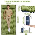 Yuzonc Isomatte 195x68 cm mit Fussspump & Kissen – Aufblasbare Campingmatratze für Wandern – Bild 2