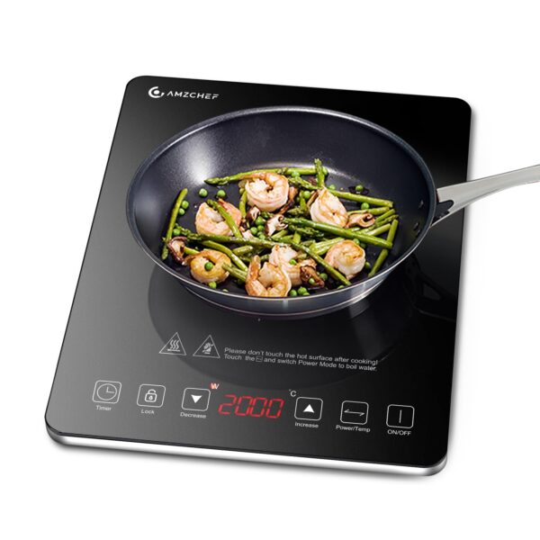 AMZCHEF Induktionskochfeld 2000W – Ultradünne Einzelkochplatte mit 20 Stufen & Timer