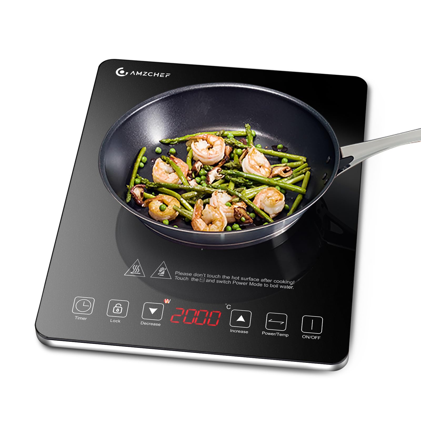71H2DoxCmzL._SY1600_.jpg AMZCHEF Induktionskochfeld 2000W – Ultradünne Einzelkochplatte mit 20 Stufen & Timer – Bild 1