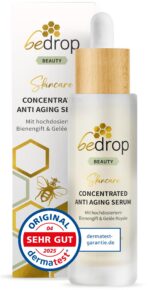 bedrop Concentrated Anti-Aging Serum mit Bienengift, Gelée Royale, Hyaluron & Acetylglucosamin – Straffendes Gesichtsserum in Imker-Qualität
