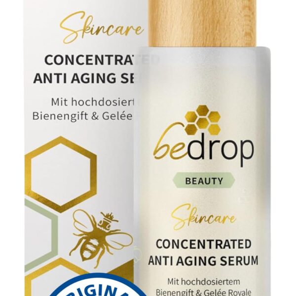 bedrop Concentrated Anti-Aging Serum mit Bienengift, Gelée Royale, Hyaluron & Acetylglucosamin – Straffendes Gesichtsserum in Imker-Qualität