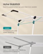 SONGMICS Flügelwäscheständer 173 cm mit Sockenhalter – Platzsparend & Rostbeständig – Bild 5