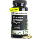 natural elements Premium Omega 3 Vegan – 60 Kapseln mit 800mg DHA & 400mg EPA