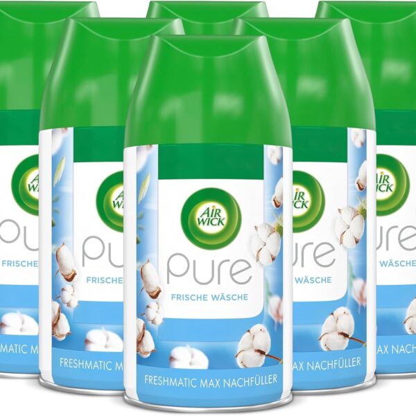 Air Wick Freshmatic Max PURE Nachfüller – 6 x 250 ml Frische Wäsche Raumduft