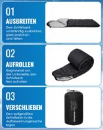 KingCamp Deckenschlafsack 220x75cm – 3-Jahreszeiten Camping Schlafsack koppelbar – Bild 7