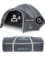 JUSTCAMP Scott 4 Dark – Kuppelzelt für 4 Personen mit Lichtschutz & Vorraum