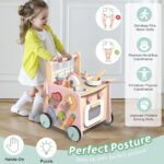 Itslife Lauflernwagen Holz 9-in-1 – Lauflernhilfe mit Spielküche & Montessori Spielzeug – Bild 4