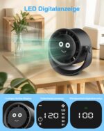 Fitabok USB Tischventilator mit 5 Geschwindigkeiten & 360° Drehung – Tragbar mit 4000mAh Akku – Bild 4