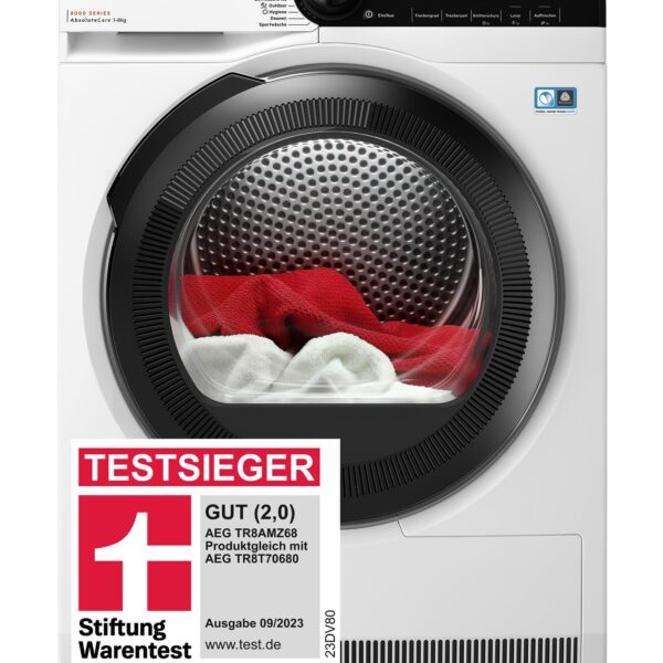 AEG Wärmepumpentrockner 8 kg Serie 8000 AbsoluteCare – Testsieger Energiesparend