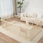 FUN KEKEKE Holz-Laufstall faltbar 214×141×61 cm – Sicherer Spielbereich für Babys 1–3 Jahre