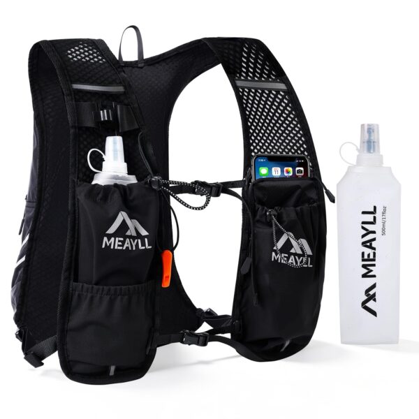 Meayll Laufweste mit Trinksystem – 7 L Volumen, 500 ml TPU Flasche, Marathon & Trailrunning