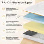 MULISOFT Matratzentopper 180x200 cm – 7,5 cm Gel Memory Schaum H3/H4 mit 7-Zonen-System – Bild 2