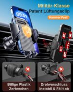 VANMASS Autohalterung 2026 mit Saugnapf & Lüftungshaken – 360° drehbar für alle Smartphones – Bild 6
