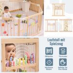 FUN KEKEKE Holz-Laufstall faltbar 214×141×61 cm – Sicherer Spielbereich für Babys 1–3 Jahre – Bild 3