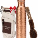 AVA DESIGNZ Kupferflasche 950 ml handgehämmert – Auslaufsichere Trinkflasche für Yoga & Reisen