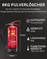 König Feuerlöscher Pulver 6 kg ABC – DIN EN 3 Dauerdruck mit Wandhalterung – Bild 2