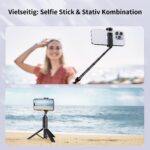 ATUMTEK 3-in-1 Selfie Stick Stativ mit Bluetooth-Fernbedienung – Aluminium Handy Halter – Bild 7