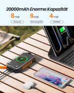 A ADDTOP Solar Power Bank 20000mAh – Kabelloses Schnellladen & Taschenlampe für Outdoor – Bild 2