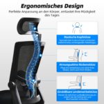 Daccormax Ergonomischer Bürostuhl mit Kopfstütze & Lendenwirbelstütze – Drehstuhl bis 135° für 150 kg – Bild 4