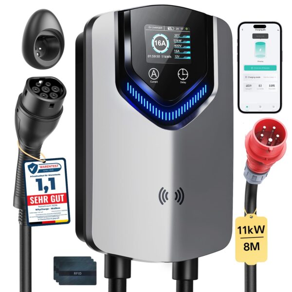 WityCharge Wallbox 11kW mit App & RFID – 3-Phase Typ 2 Ladestation 400V für Elektroautos