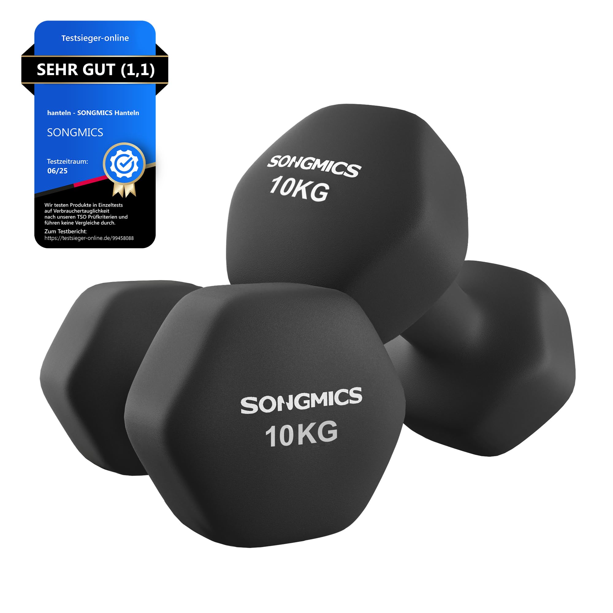 71J1z3S6eRL._SY2000_.jpg SONGMICS Kurzhanteln 2er Set 10 kg mit Neopren-Beschichtung – Hexagon Hanteln für Krafttraining – Bild 1