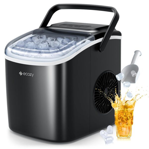 ecozy Eiswürfelmaschine Klein – 9 Würfel in 6 Min, 12 kg/Tag, selbstreinigend