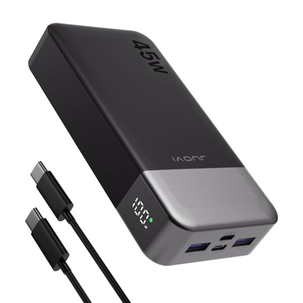 JUOVI Powerbank 20000mAh 45W – Schnellladung mit 4 Anschlüssen für Smartphone, Laptop & Tablet