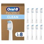 Oral-B Pulsonic Clean Aufsteckbürsten, 8er-Pack – Schallzahnbürsten-Köpfe für optimale Zahnreinigung