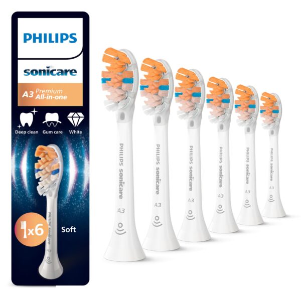 Philips Sonicare A3 Premium All-in-One Ersatzbürstenköpfe – 6er-Pack Weiß