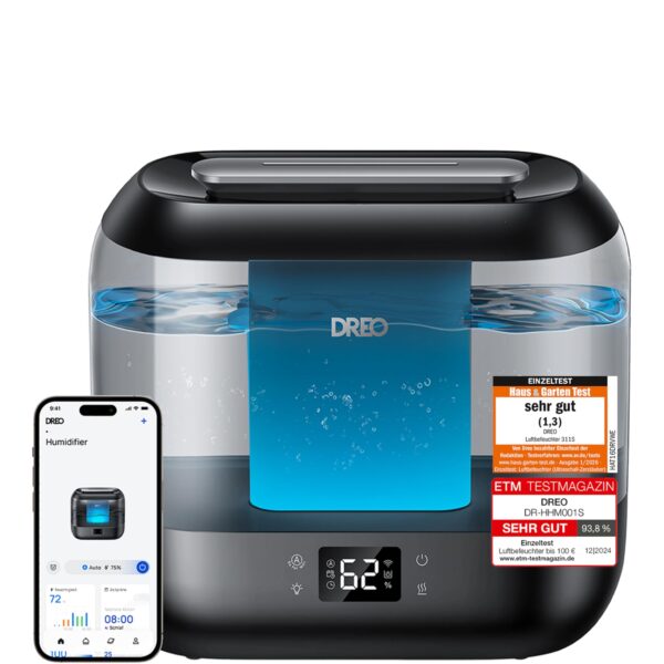 DREO Smart Luftbefeuchter 4L mit Öl-Diffusor – Intelligente Befeuchtung für 36 Stunden
