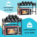 Mointal Mikrowellenregal 2-stufig verstellbar aus Kohlenstoffstahl – Küchenorganizer mit 8 Haken – Bild 6