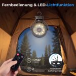 Sumairs 10000mAh Akku Camping Ventilator 14cm – Tragbar mit Fernbedienung & LED-Lampe – Bild 4
