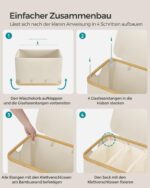 SONGMICS Wäschekorb 150 L mit 3 Fächern & Deckel – Cremeweiß – Bild 8