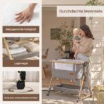 Maydolly 3-in-1 Baby Beistellbett – Höhenverstellbar, klappbar mit Matratze & Moskitonetz – Bild 5
