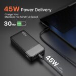 JUOVI 20000mAh Power Bank 45W – USB-C PD3.0 Schnellladestation für MacBook & iPhone – Bild 2