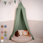 lilimaus Baldachin Kinderzimmer – Handgenähter Betthimmel aus 100% Baumwolle Musselin