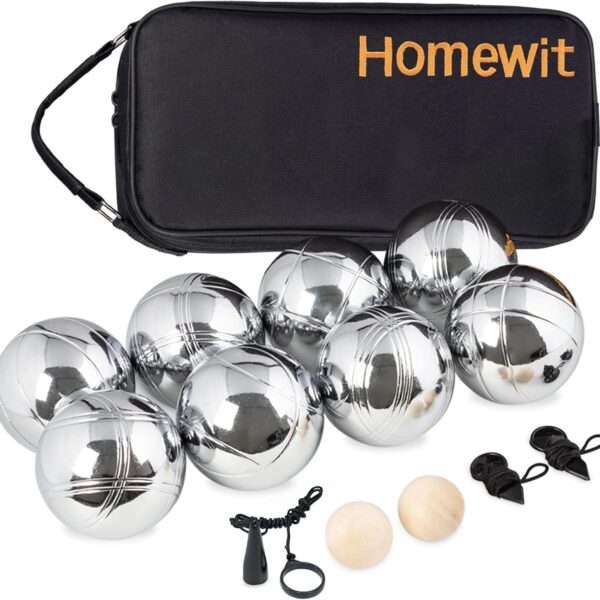 Homewit Boule Set mit 8 Metallkugeln – Profi Boccia & Petanque für Garten & Strand