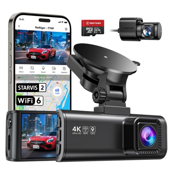 REDTIGER F7NP Dashcam 4K/2,5K Vorne & Hinten – Dual-Kamera mit STARVIS 2 & GPS