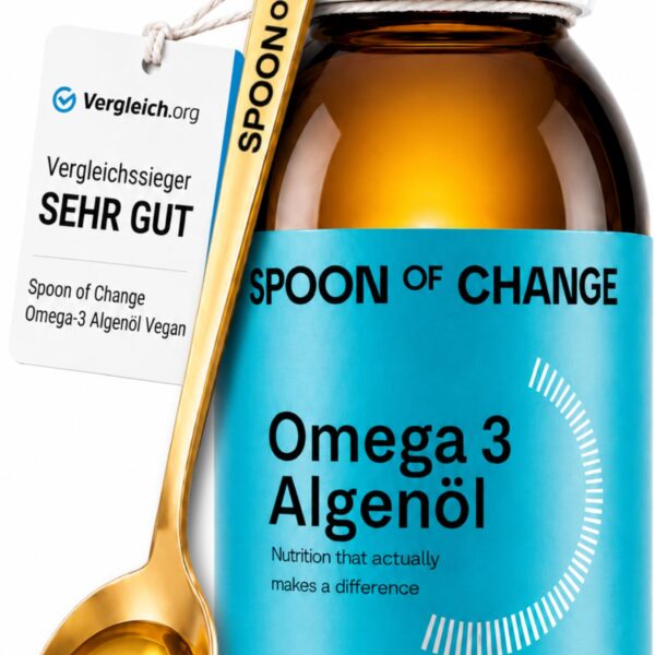 Omega-3 Algenöl vegan mit DHA & EPA – Triglycerid-Form, Vitamin D3 & Zitrone