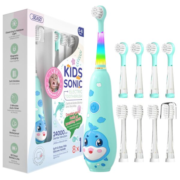 Seago Elektrische Kinderzahnbürste ab 3 Jahren mit LED-Licht & Smart Timer – SG2139