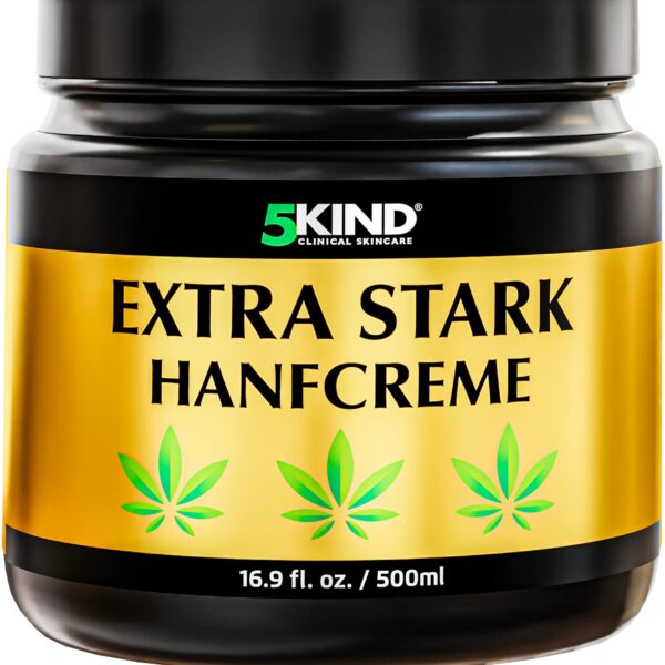 5kind Extra Starke Hanfcreme 500ml – Massagecreme mit Hanfssamenöl & Arnika