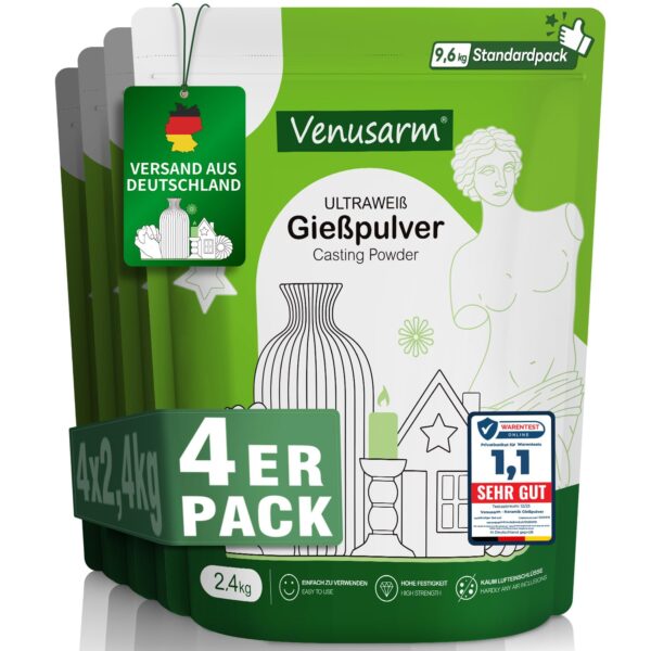 Venusarm Keramik Giesspulver Weiss 9,6kg – Lufthärtendes Giesspulver für Silikonformen