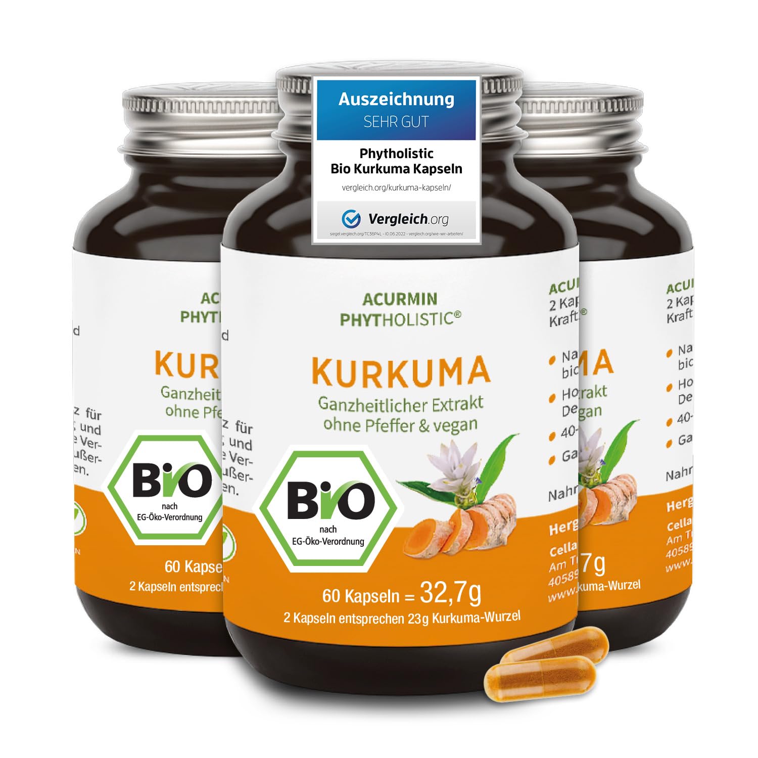 71L6AKC0vWL._SY1500_.jpg Bio Kurkuma Kapseln Phytholistic – 300 mg Curcuminoide – 40x höhere Bioverfügbarkeit – Bild 1