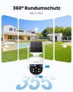 Mrowly 2K Solar-Überwachungskamera Aussen 360° PTZ WLAN – Kabellose IP66 Outdoor Kamera mit Farbnachtsicht – Bild 4