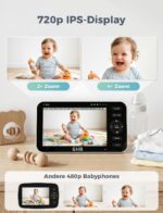 GHB Babyphone 5 Zoll 720P HD mit Infrarot-Nachtsicht & 168h Akkulaufzeit – Sicheres Babyphon – Bild 2