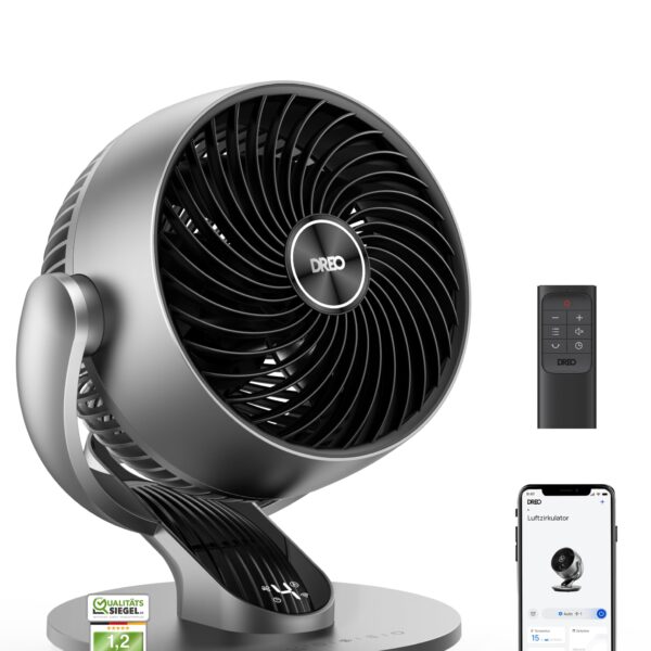 DREO Lynx S Smart Tischventilator 28dB – Leiser Luftzirkulator mit 21M Reichweite